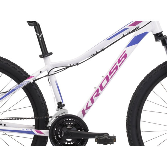 Dámsky horský bicykel LEA 3.0 DS 17" 2022 KROSS MTB WOMAN - lesklý biely / fialový