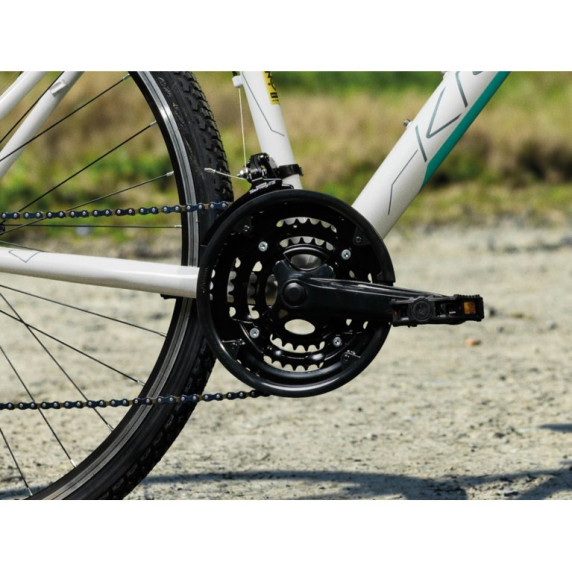 Dámsky bicykel KROSS EVADO 1.0 19" DL 2022 - lesklý biely / tyrkysový