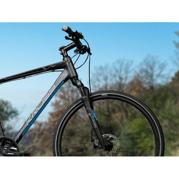 KROSS Cross Pánsky bicykel Evado 4.0 19" M 2021 - matný čierny / modrý