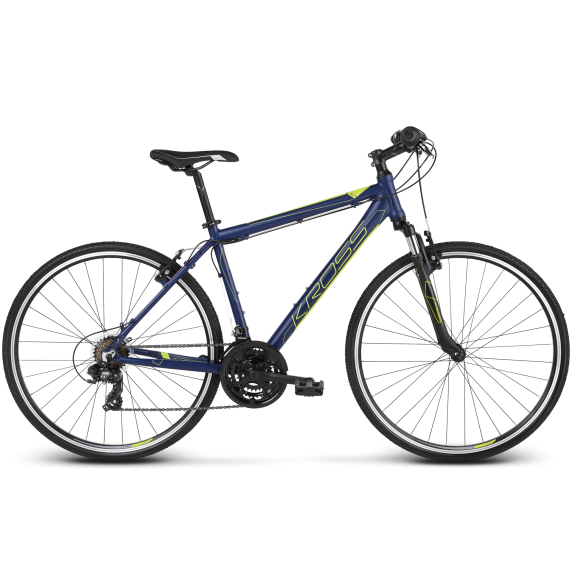 Bicicletă bărbați - KROSS Evado 1.0 21" L 2022 - albastru închis/lime mat