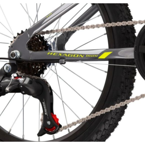 Bicicletă pentru copii - KROSS HEXAGON MINI 1.0 SR 11" 2022 - grafit lucios/lime/argintiu