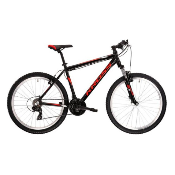 Pánsky horský bicykel HEXAGON S 17" 2022 KROSS MTB - lesklý čierny / červený / sivý