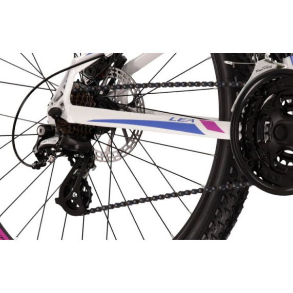 Bicicletă de munte pentru femei - LEA 3.0 19" M 2022 KROSS MTB WOMAN - alb lucios/ violet