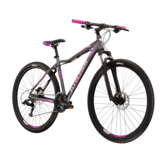 Bicicletă de munte femei - LEA 5.0 DXS 16 "2022 KROSS MTB WOMAN - grafit mat / roz / violet