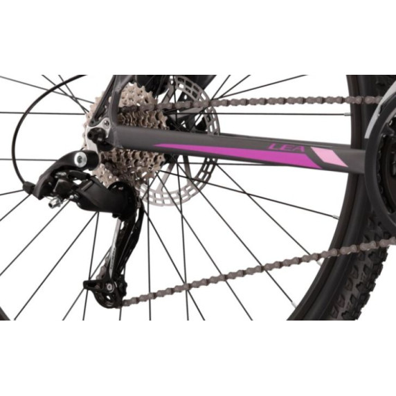 Bicicletă de munte femei - LEA 5.0 DXS 16 "2022 KROSS MTB WOMAN - grafit mat / roz / violet