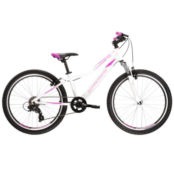 Detský bicykel Lea Jr 1.0 12" 2022 KROSS Junior - lesklý biely/ružový/fialový
