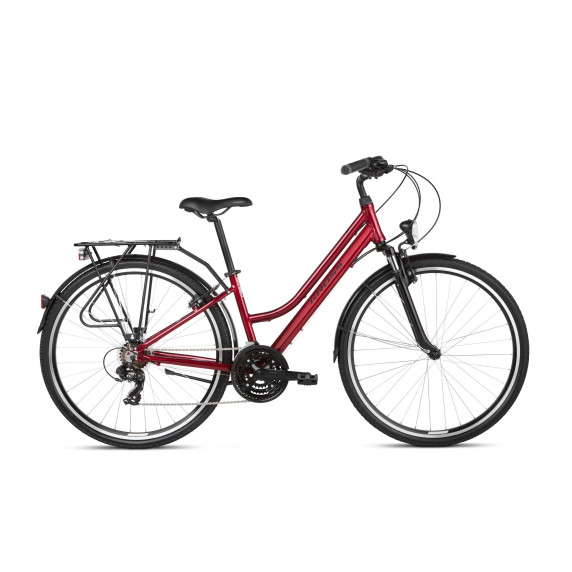 Bicicletă femei - KROSS Trekking Trans 1.0 DL 19" 2022  - roșu lucios/negru