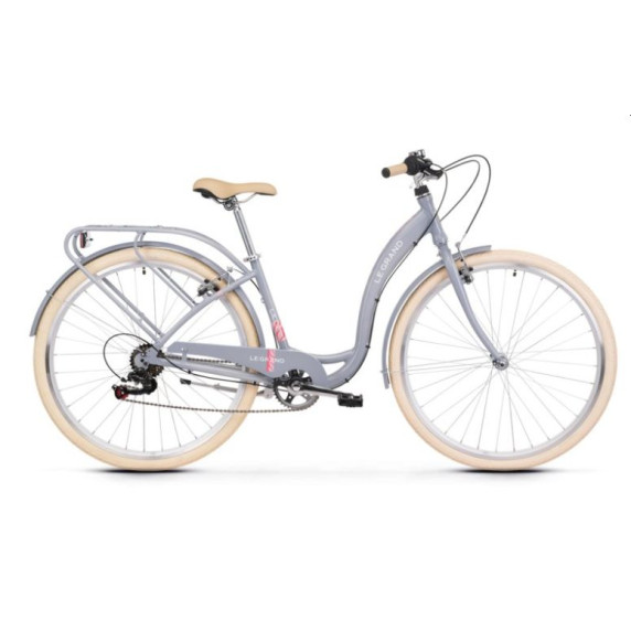 Dámsky mestský bicykel Lille 2 19" L 2022 LE GRAND Utility - lesklý sivý