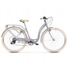 Bicicletă oraș pentru femei - LE GRAND Utility Lille 2 17" M 2022 - gri lucios /roz - 