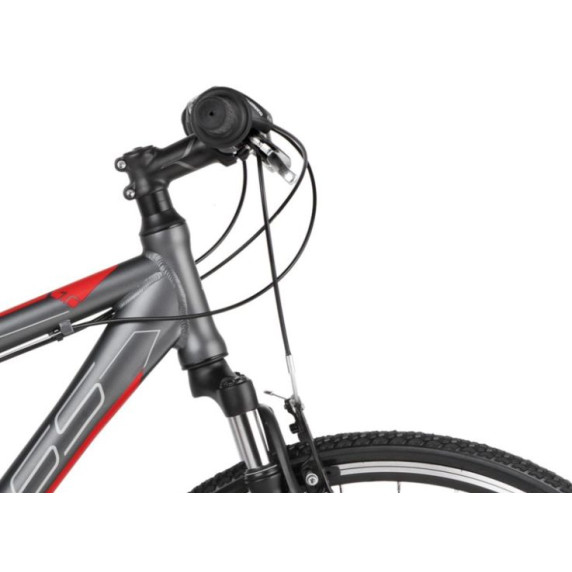 KROSS Cross Bicykel EVADO 1.0 21" L 2021 - matný grafitovo šedý / červený
