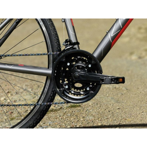 KROSS Cross Bicykel EVADO 1.0 21" L 2021 - matný grafitovo šedý / červený