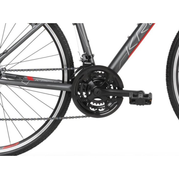 KROSS Cross Bicykel EVADO 1.0 21" L 2021 - matný grafitovo šedý / červený