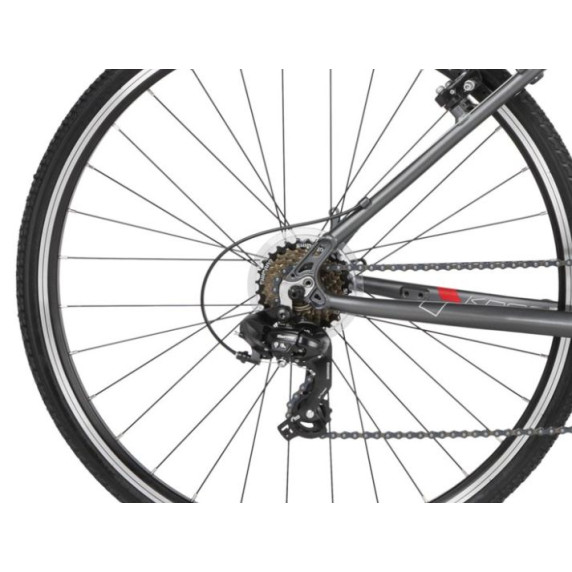 KROSS Cross Bicykel EVADO 1.0 21" L 2021 - matný grafitovo šedý / červený