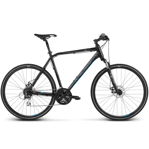 KROSS Cross Pánsky bicykel Evado 4.0 19" M 2021 - matný čierny / modrý