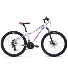Bicicletă de munte pentru femei - LEA 3.0 19" M 2022 KROSS MTB WOMAN - alb lucios/ violet - 