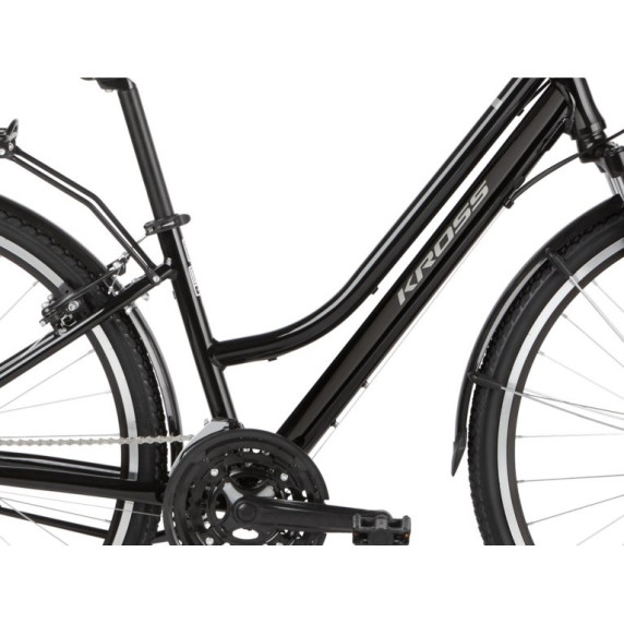 KROSS Trekking Dámsky bicykel Trans 1.0 19" DL 2021 - lesklý čierny/sivý