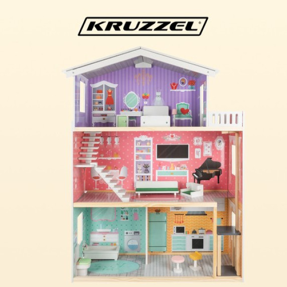 Casă de păpuși din lemn 114 cm - KRUZZEL 43971