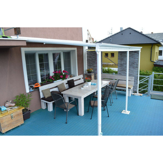 Hliníková pergola WALL 43 biela + číry PC LANITPLAST