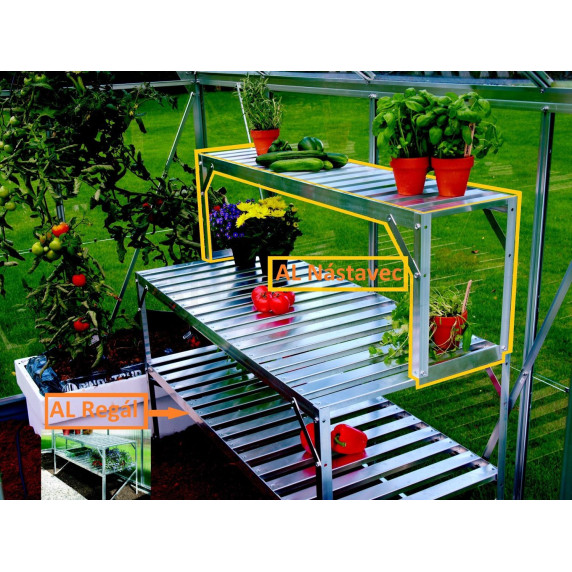 AL nástavec pre regál VITAVIA 120x26 cm strieborný