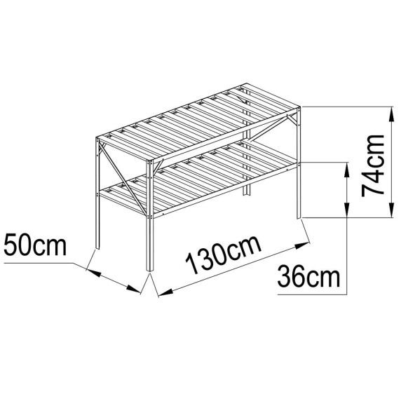 Alumínium állvány LANITPLAST 130x50 cm 2 db polccal ezüst GSB2
