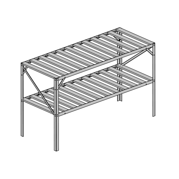 Alumínium állvány LANITPLAST 130x50 cm 2 db polccal ezüst GSB2