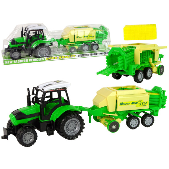 Játék traktor bálázó pótkocsival Inlea4Fun SUPER NEW STYLE