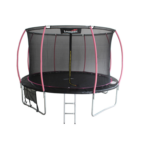 Trambulin belső védőhálóval 180 cm LEAN SPORT MAX 6 ft - Fekete/rózsaszín