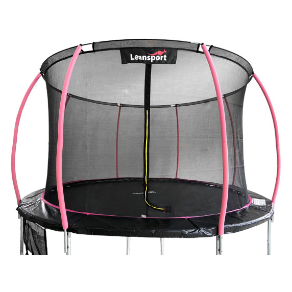 Trambulin belső védőhálóval 180 cm LEAN SPORT MAX 6 ft - Fekete/rózsaszín