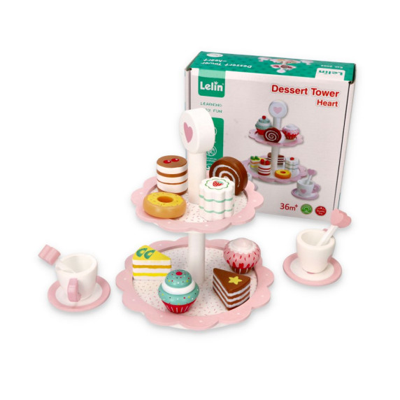 Fa emeletes süteményes tál LELIN Dessert Toweer Heart