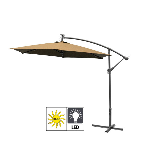 Függő napernyő Aga EXCLUSIV LED 300 cm - Kávébarna