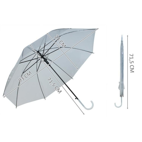 Umbrelă 93 cm MALATEC - Alb transparent