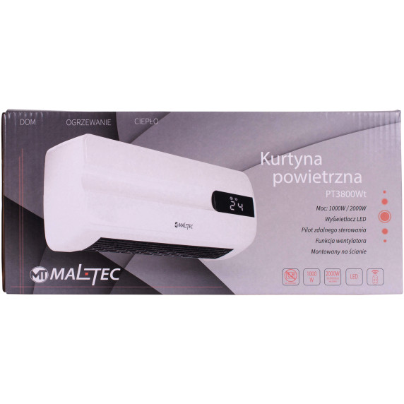 Kerámia légfüggöny LCD kijelzővel távirányítóval MalTec PT3800Wt-DISPLAY 