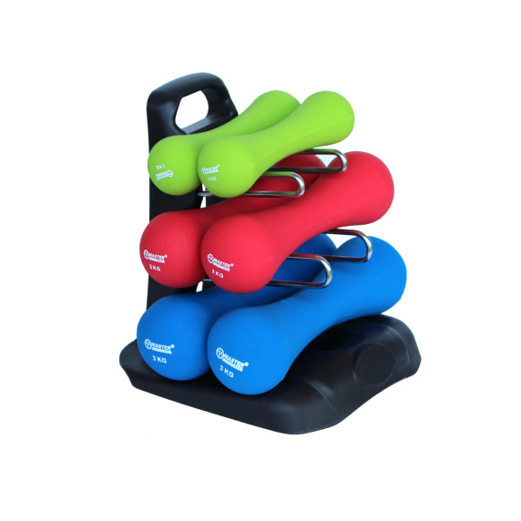 Set gantere 6 piese + suport - MASTER - 12 kg