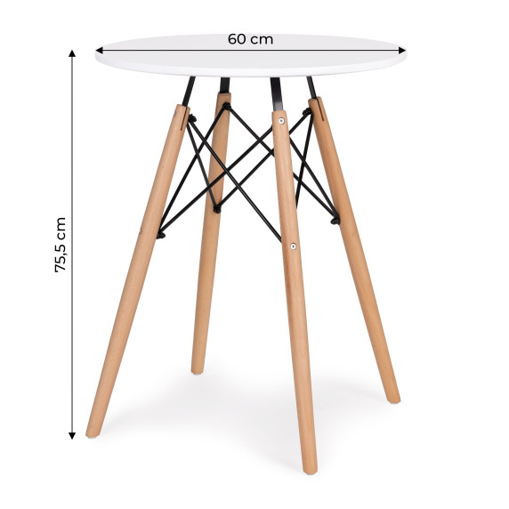  Masă rotundă stil scandinav - 60 cm - alb -  ModernHome