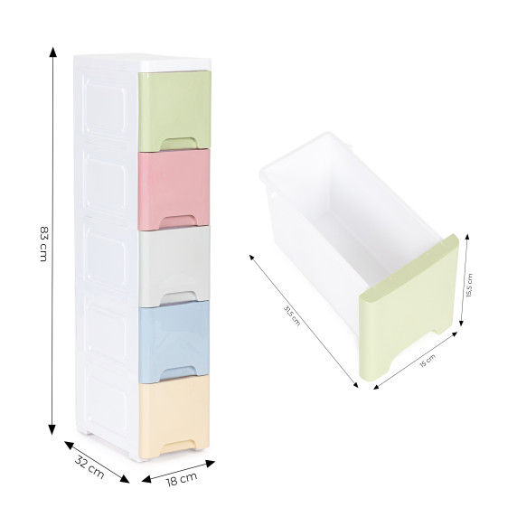 Raft depozitare din plastic - 5 rafturi - PJJCBS0019-05A- colorat