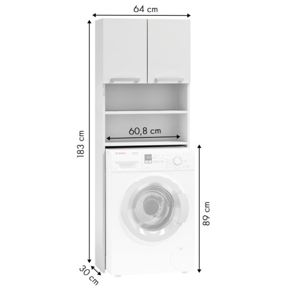 Skrinka nad práčku 183 cm ModernHome - biela
