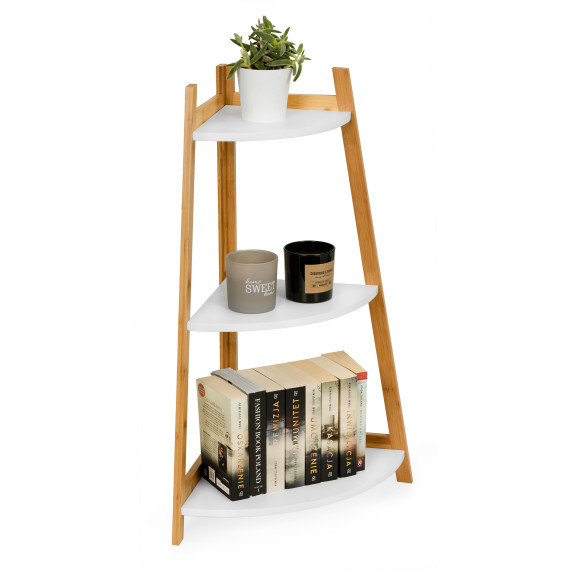 Bambusová rohová knižnica 3 police ModernHome