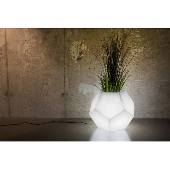 Ghiveci de flori cu iluminare LED - MONUMO Alma - alb