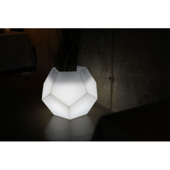 Ghiveci de flori cu iluminare LED - MONUMO Alma - alb