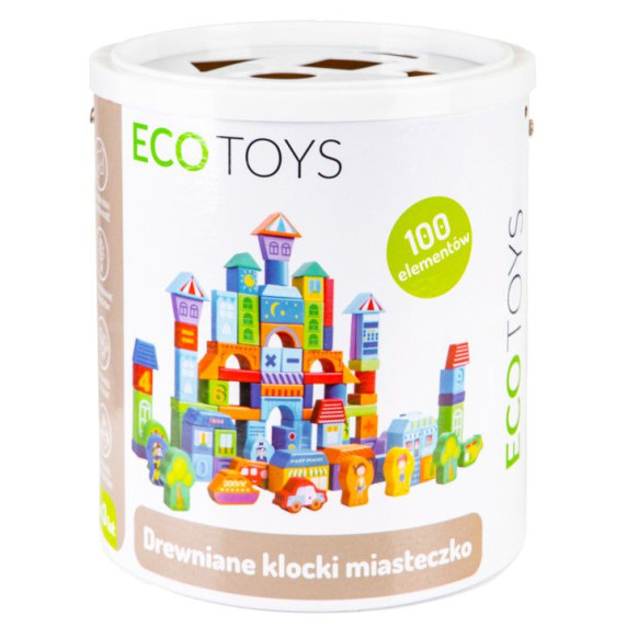 Drevené kocky pre deti 100 ks ECOTOYS City