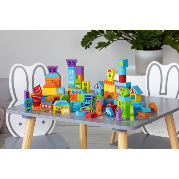 Drevené kocky pre deti 100 ks ECOTOYS City