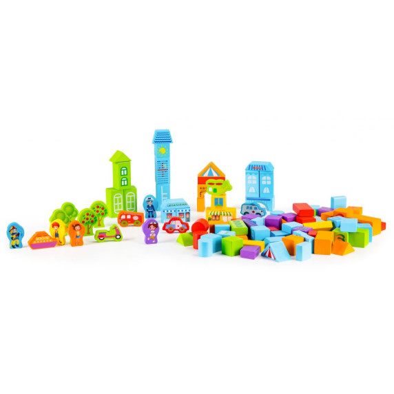 Drevené kocky pre deti 100 ks ECOTOYS City