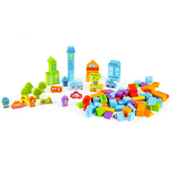 Drevené kocky pre deti 100 ks ECOTOYS City