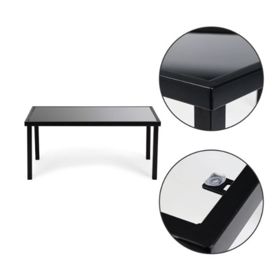 Set masă grădină cu 2 scaune și fotoliu - ModernHome - negru