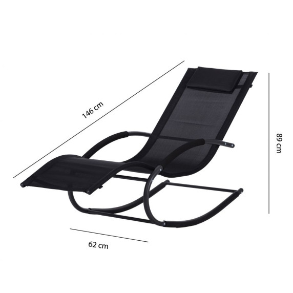 Șezlong balansoar - negru - ModernHome