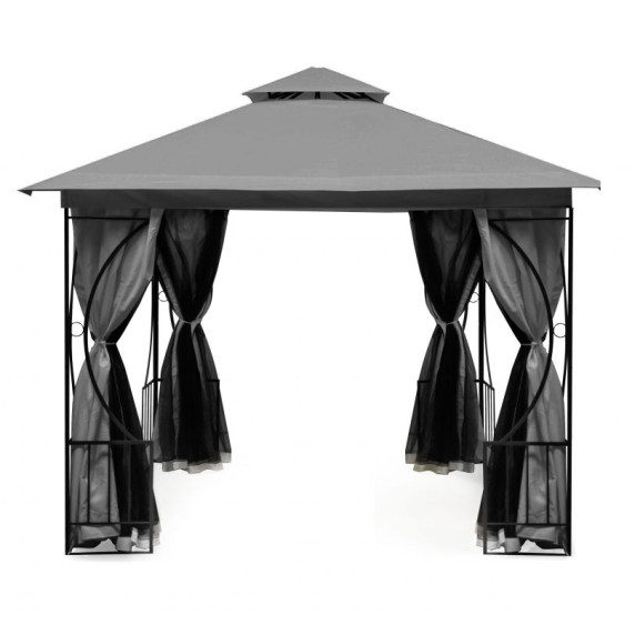 Pavilion grădină cu plasă de tânțari - 3x3 m - ModernHome - gri
