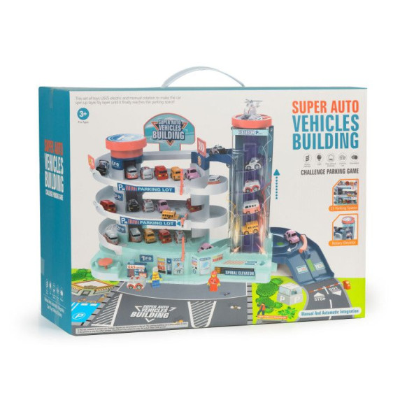 Viacposchodová parkovacia garáž s výťahom na batérie ECO TOYS