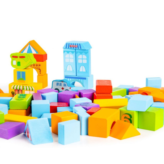 Drevené kocky pre deti 100 ks ECOTOYS City