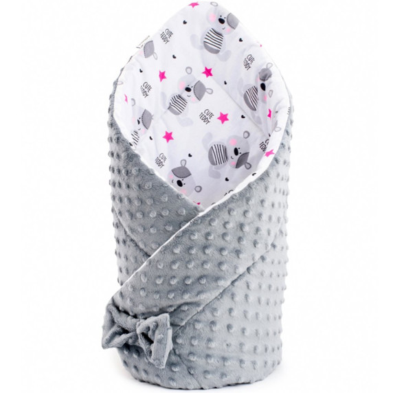 Pătură înfășat bebe - 75x75 cm - Minka NEW BABY - ursuleț/steluțe
