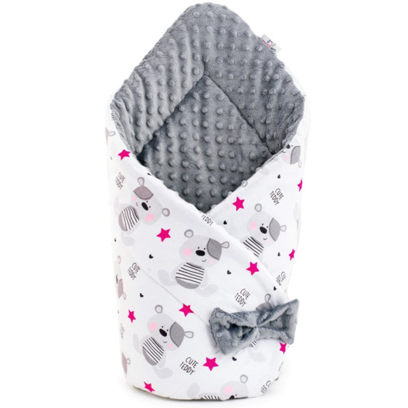 Pătură înfășat bebe - 75x75 cm - Minka NEW BABY - ursuleț/steluțe